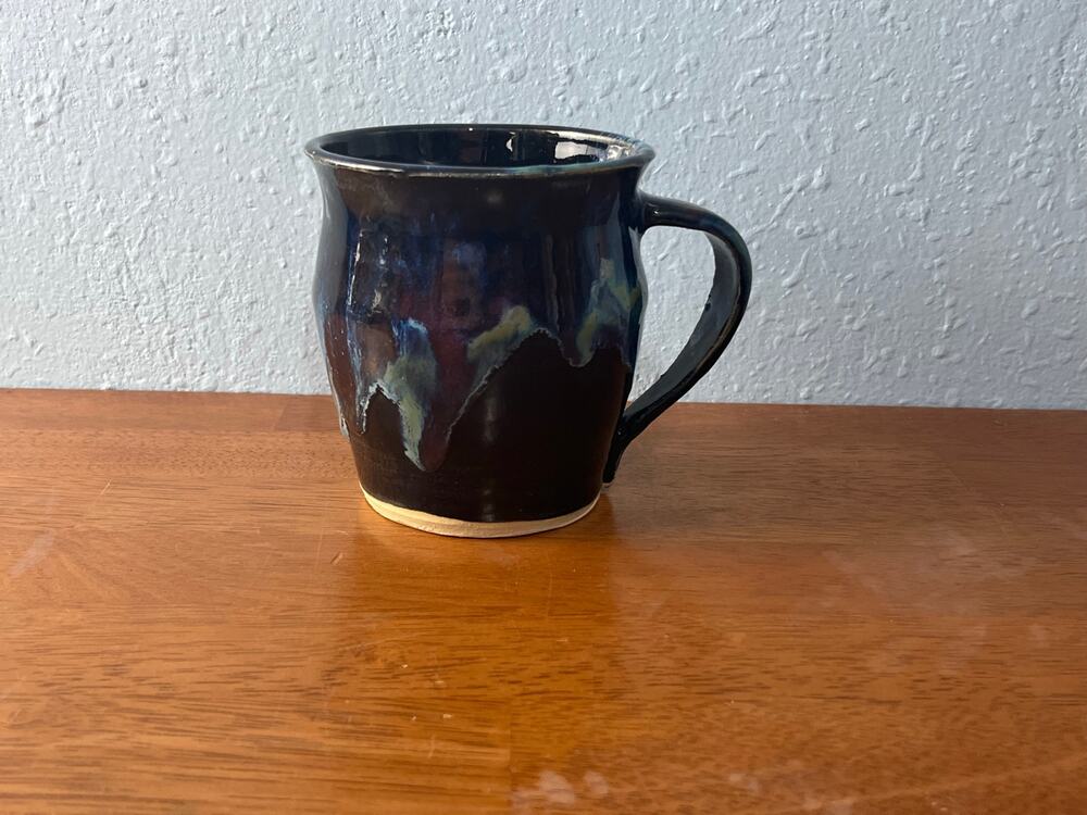 Art Pottery Coffee Mug Northern Lights Style Drip Glaze